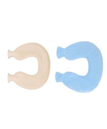 CHICIRIS 1 Liter Explosion-proof Lip Splash Hot Water Bottle Wide Mouth Hot Water Bottle Shoulder Pain Relief (Blue)