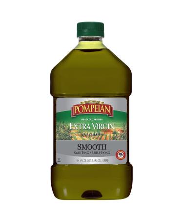 Pompeian Smooth Extra Virgin Olive Oil, First Cold Pressed, Mild and Delicate Flavor, Perfect for Sauteing and Stir-Frying, Naturally Gluten Free, Non-Allergenic, Non-GMO, 101 Fl Oz., Single Bottle 101 Fl Oz (Pack of 1)