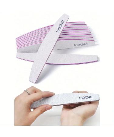 Professional Nail Files Double Sided Emery Board for Nails 180/240 Grit Coarse Washable Nail Files for Acrylic Nails & Natural Nails 5 Pack Fine Grit Nail File