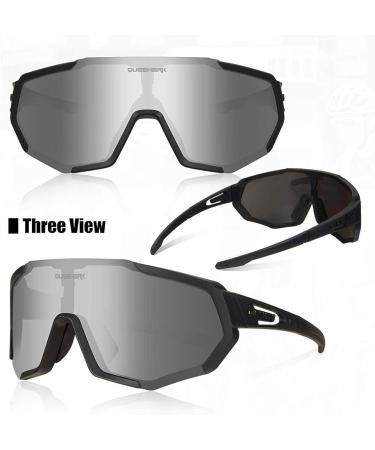 Queshark Cycling Glasses with Polarized & HD Lenses for Men & Women - Ideal for MTB, Running, Driving, Fishing & Baseball - Black - Buy Online on GoSupps.com