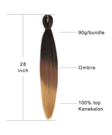 28-Inch Ombre Pre-Stretched Braiding Hair - 6 Packs Yaki Texture Kanekalon Extensions (1B-30-27) - Buy Online on GoSupps.com