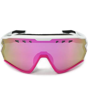 Phieres Sharkbiteph Origin - Eco-Friendly Unisex Sports Glasses | Polarized UV400 Protection Extended Ventilation Stylish MTT WHT Pink/Cherry - Buy Online on GoSupps.com