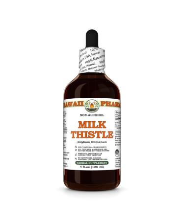 Milk Thistle (Silybum marianum) Dry Seed Glycerite Made in Hawaii Organic Raw Materials All Natural Vegan Lab Tested Alcohol-Free Liquid Extract - 4 fl.oz 4 Fl Oz (Pack of 1)
