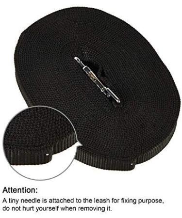 15m Black Track Line for Dogs - Durable Nylon Leash with D-Carabiner & Grip Cushion - Weatherproof Training Line for All Dog Sizes - Buy Online on GoSupps.com