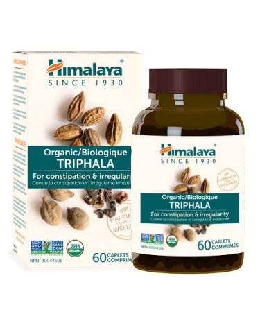 Himalaya Organic Triphala for Constipation and Irregularity 60 Caplets USDA Certified Organic Non-GMO Gluten Free Supplement 688 mg