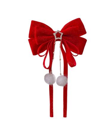 minkissy 1pc Hair Accessories Christmas Bow Hairpin Sweet Bow Hairpin Big Bow Hair Clip Red Bow Hair Clip Christmas Silky Hair Bow Clip Girl Hair Clips Child Bow Tie Flocking Korean Version