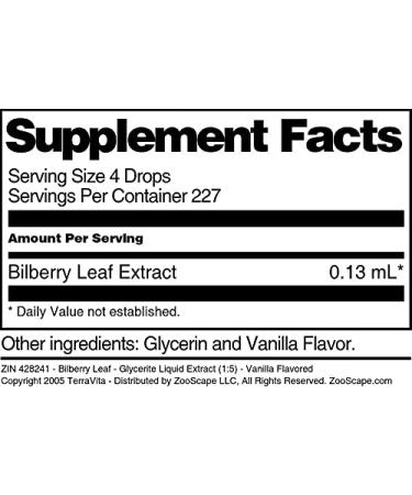 Bilberry Leaf - Glycerite Liquid Extract (1:5) - Vanilla Flavored (1 fl oz ZIN: 428241) - 2 Pack - Buy Online on GoSupps.com