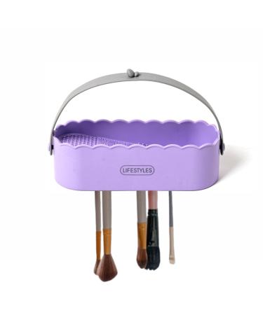 Brush Cleaning Stand - Makeup Brush Drying Stand Brush Cleaning Organizer | Multipurpose Makeup Brush Cleaning Bowl Cosmetic Brush Storage Painting Pen Brush Organizer on Writing Purple
