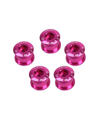 catazer 5 PCS 7075 Aluminum Alloy Single Chainring Bolts Double Chainring Bolts for Road MTB Bicycle Crankset Pink Single