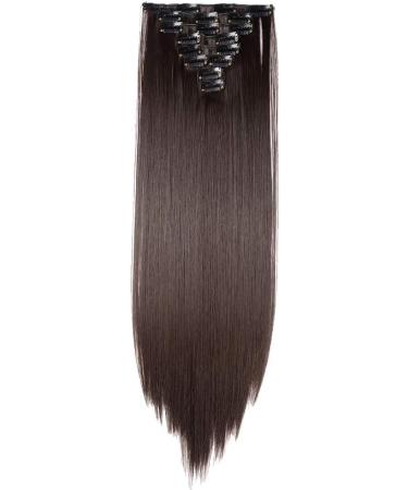Ombre Colorful Synthetic Hair Extensions 26 Dark Brown Full Head Clip-In Hairpiece - Buy Online on GoSupps.com
