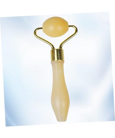 FRCOLOR 2pcs Jade Skincare Roller & Ice Globe Set - Cold Hot Massage Tools for Facials - Yellow Facial Accessories for Glowing Skin - Buy Online on GoSupps.com