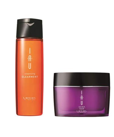 Lebel IAU Cleansing Clearment Hair Shampoo 200ml & Lebel IAU Deep Hair Mask 170g Set (Green Tea Set)