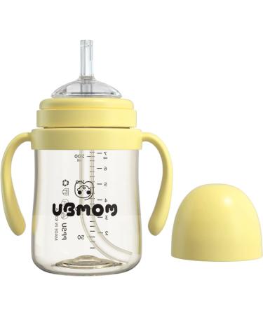 UBMOM No-spill  Backflow prevention Sippy Cup with Straw  PPSU Learner Cup with Handle for Baby and Toddlers  BPA free  6.76oz (Banana)