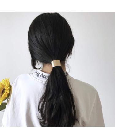 Inzopo Women's Gold Hair Ponytail Ring Cover - Metal Cuff Wrap Holder Headband Elastic Style - Buy Online on GoSupps.com