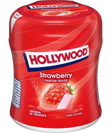 Hollywood Chewing Gum Bottle Strawberry Sugar Free Sweets 87 g Pack of 3 Sold as a Set - Buy Online on GoSupps.com