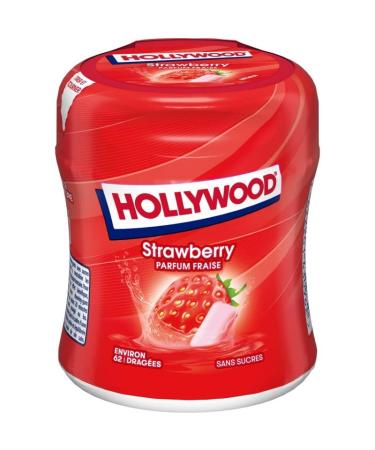 Hollywood Chewing Gum Bottle Strawberry Sugar Free Sweets 87 g Pack of 3