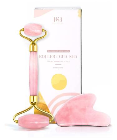 ROSELYNBOUTIQUE Gua Sha Facial Tools Manual Facial Massage Stick - Face Massager Guasha Skin Care Tool for Men Women (Pink w Roller)