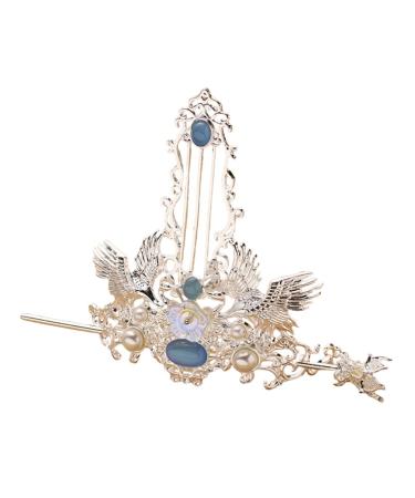 Beaupretty 1 Set Chinese Hair Coronet Hanfu Headdock Hairstift Hair Crown Set Traditional Classic Style Hair Pins Hairdressing For Women Girls Hairdress Silver