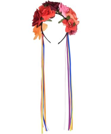 DreamLily Dia de Los Muertos Day of The Dead Headpiece Frida Kahlo Mexican Flower Crown Ribbon Headband Party Costume NC22 (Mexican Crown Ribbon) - Buy Online on GoSupps.com