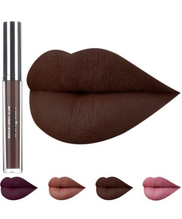 Kisshine Lip Gloss Matte Brown Lipgloss Long Lasting Liquid Lipstick Velvet Lipglaze Waterproof Lips Makeup for Women and Girls Pack of 1 (Brown 11#)