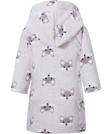 XINNE Soft Bathrobe for Boys & Girls - Cute Gray Fox Toddler Flannel Hoodie Sleepwear & Pajamas - Buy Online on GoSupps.com