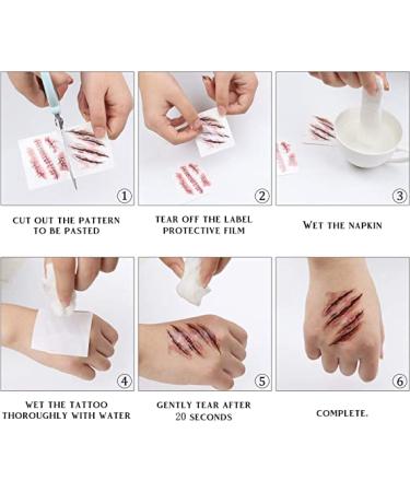 30 Sheets Halloween Zombie Temporary Tattoos - Waterproof Fake Scars with Blood, Stitch Scar, Scab - Perfect for Halloween Party Cosplay - Style 2 - Buy Online on GoSupps.com