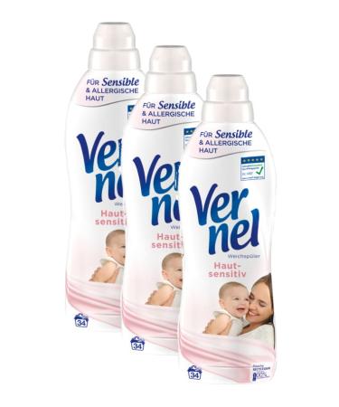 Verel skin -sensitive fabric softener (3x34 washloads) laundry for sensitive & allergic skin and long -lasting fresh recyclable bottle