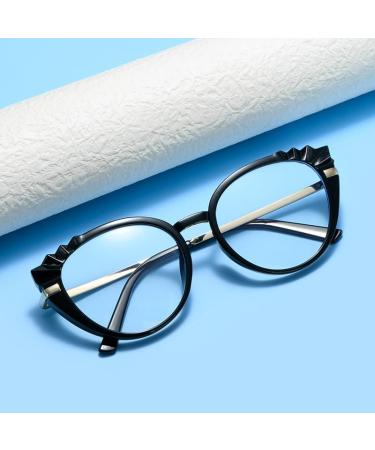 SERONI Metal Temples TR90 Cat Eye Blue Light Blocking Glasses - UV Protection for Men & Women - Stylish Black 62mm Reading Glasses - Buy Online on GoSupps.com