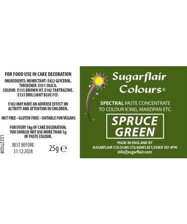 Sugarflair Spruce Green Spectral Food Coloring Paste - 25g | Highly Concentrated for Sugar Pastes, Buttercream, Royal Icing | Vibrant Dye - Buy Online on GoSupps.com