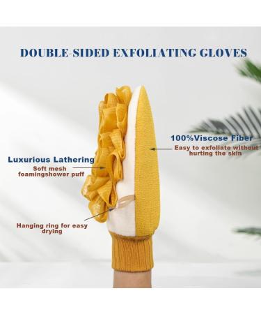 Deep Exfoliating Glove for Shower - Double-Sided Body Scrub Mitt Eco-Friendly Loofah Sponge & Dead Skin Remover - Perfect for Home Spa (Yellow - Buy Online on GoSupps.com