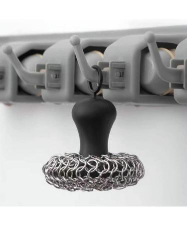 BIXUEJ Cast Iron Cleaner Upgraded Handle Cast Iron Scrubber Brush Black 316 Chain Mail Scrubber - Buy Online on GoSupps.com