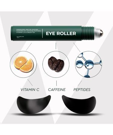 Wolf Project Eye Care Set - Energizing Roller & Under Eye Mask for Dark Circles, Puffiness - With Caffeine, Vitamin C & Peptides - Buy Online on GoSupps.com