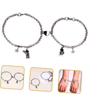 Zerodeko 2 Pairs Astronaut Bracelet Couple Wrist Bracelet Women Adjustable Bracelet Lover Gifts Finger Ring Bracelet Matching Bracelet for Couples Jewelry Stainless Steel Miss As Shown 20x1CM - Buy Online on GoSupps.com