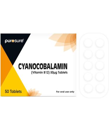 PuroSure Vitamin B12 Tablets High Strength - 400 Tablets (1 Year+ Supply) Cyanocobalamin B12 50mcg Supplement - Contributes to The Reduction of Tiredness and Fatigue 6 count (Pack of 1) - Buy Online on GoSupps.com