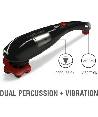 PUREWAVE CM-07 Black/Red Dual Motor Percussion & Vibration Massager - 8 Attachments - Buy Online on GoSupps.com