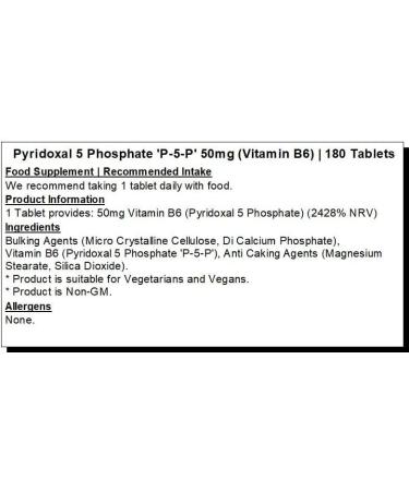 Vitamin B6 - Pyridoxal 5 Phosphate - P5P 50mg - 180 Tablets - Buy Online on GoSupps.com