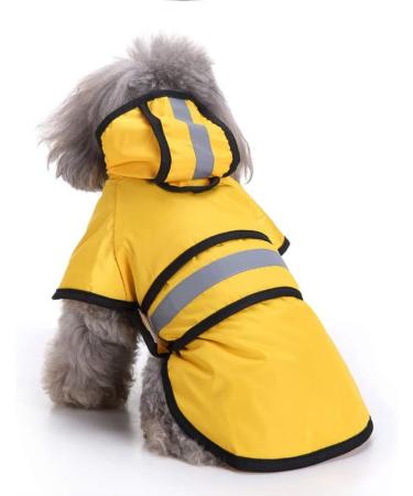 Lifeunion Dog Reflective Raincoat with Hood and Harness Hole - Waterproof Slicker Poncho for Small Medium Dogs - Medium Yellow - Buy Online on GoSupps.com