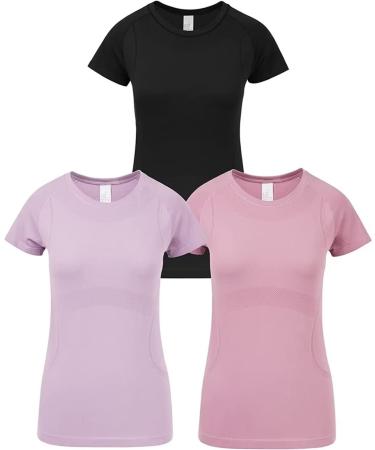 FREESUAL Teen Girls Teenagers Kids Women Short Sleeve T-Shirt Dry-Fit Active Athletic Performance for Sports & Outdoors Medium Purple