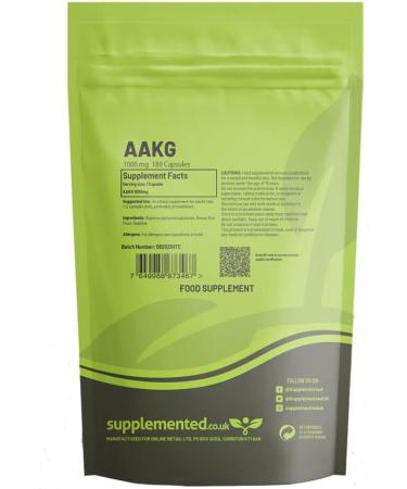 180 AAKG L-Arginine Alpha Ketoglutarate Capsules - 1000mg Nitric Oxide Pre Workout Booster for Muscle Pump | Supplement - Buy Online on GoSupps.com