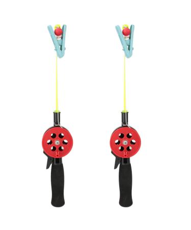 Dilwe Kids Fishing Rod 2 Pack ABS Crab ICE Fishing Rods Pole 4.5M Nylon Line with Shrimp Clamp Accessories Random Color