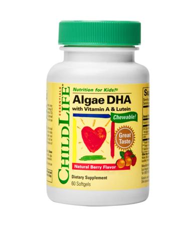 ChildLife Essentials Algae DHA DHA from Algae with Vitamin A and Lutein 60 Softgels Lab-Tested Gluten Free Soy Free GMO Free
