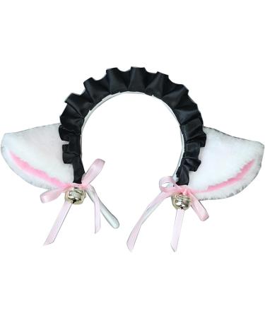 blispring Handmade Furry Ears Headband Plush Hairband Role Play AnimeCostume Headdress Female Teens Cosplay Headgear Accessories White and Black - Buy Online on GoSupps.com
