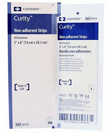 Covidien 6115 Curity Non-Adherent Strips 3 X 8 3/Pk- Box of 36 Pack- 108 Total