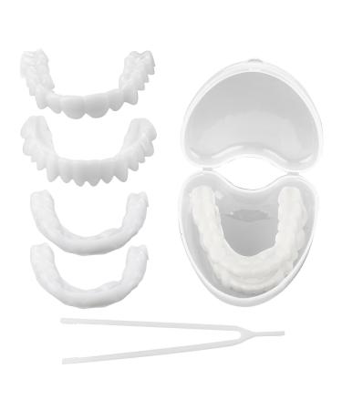 Brigtviee Temporary prostheses teeth false teeth cosmetic veneers teeth at the top and bottom immediate veneers with mini tweezers for men and women recover trust smile 2 pairs