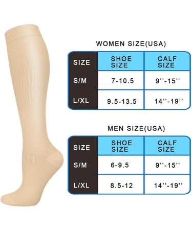 6 Pairs Compression Socks for Women and Men 15-20mmHg Compression Stockings for Swelling Running Hiking Travel Nursing A1-6 Pack Black/Grey/Beige/Pink/Brown Small-Medium - Buy Online on GoSupps.com