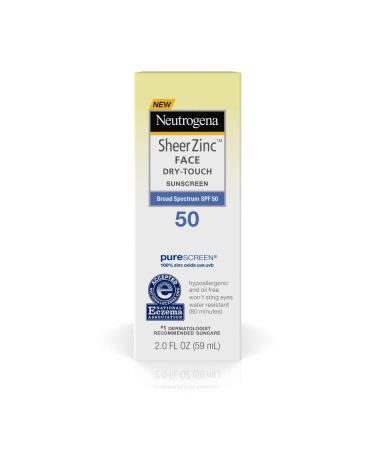 Neutrogena Sheer Zinc Face Dry Touch Spf50 Sunscreen 2 Ounce (59ml) (2 Pack)