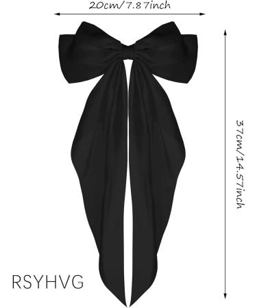 RSYHVG 2 Pieces Soft Silky Satin Hair Clip Long Tail French Ribbon Hair Pins Metal Bowknot Clips 90's Accessories for Party Valentine's Day Women Girl (Black+Black) - Buy Online on GoSupps.com