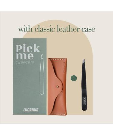 LUCANUS PICK ME Tweezer with Leather Case - Professional Stainless Steel Slant Tip Tweezers for Eyebrows & Facial Hair - Buy Online on GoSupps.com