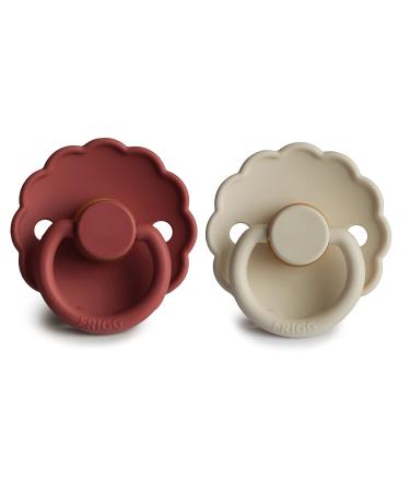 FRIGG Daisy Natural Rubber Baby Pacifier 2-Pack | BPA-Free | Made in Denmark | Baked Clay/Cream (0-6 Months) - Buy Online on GoSupps.com
