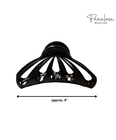 Parcelona French Raindrop Large Celluloid Claw Clips Set of 2 - Tortoise Shell-Black - Buy Online on GoSupps.com